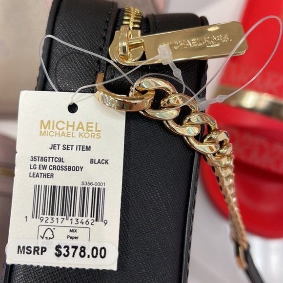 Michael Kors Jet Set Item Large East West Zip Crossbody Leather Black - Picture 7 of 16